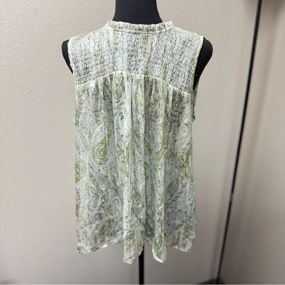 Rachel Zoe Green Paisley Sleeveless Top. Size Large - Picture 4 of 10